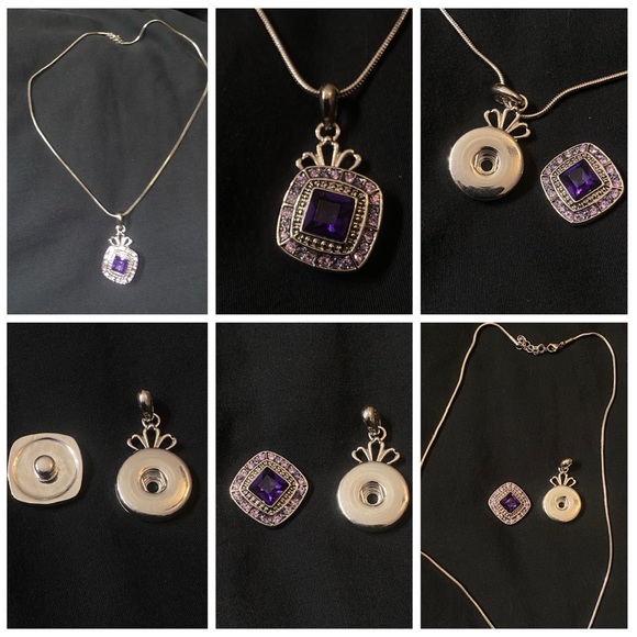 Nafsu - Bracelet w/gold square pendant I Purple stone main image 1